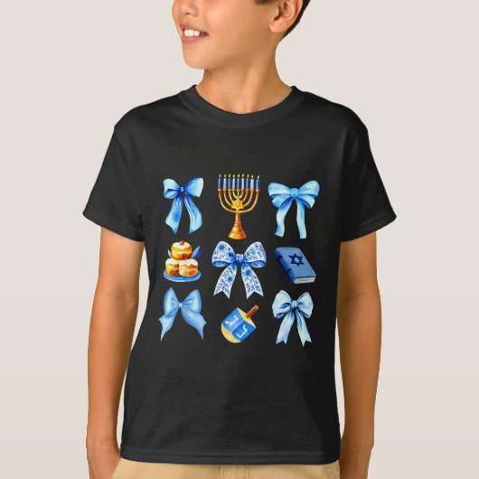 Coquette Bow Jewish Holiday Chanukah Hanukkah Meno Tシャツ (正面)
