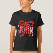 Coquette Bow John 3_16 Funny Christian Loved Valen Tシャツ (正面)