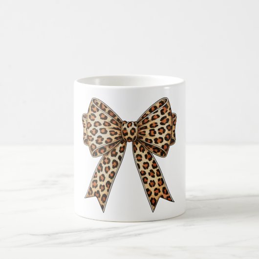 Coquette Bow Leopard Cheetah Sublimation コーヒーマグカップ (中央)
