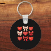 Coquette Bow Leopard Hearts Valentine Women Girl G キーホルダー (正面)
