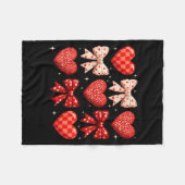 Coquette Bow Leopard Hearts Valentine Women Girl G フリースブランケット (正面(横))