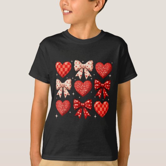 Coquette Bow Leopard Hearts Valentine Women Girl G Tシャツ (正面)