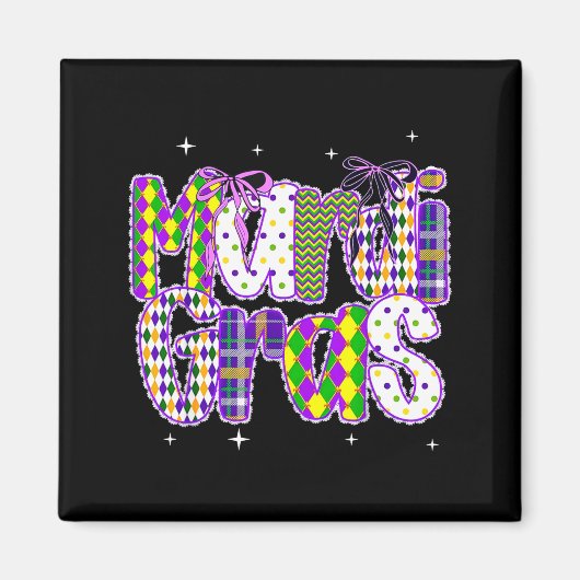 Coquette Bow Mardi Gras New Orleans Louisiana Dalm マグネット (正面)