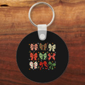 Coquette Bow Merry Christmas Holiday Girly Outfit  キーホルダー (正面)