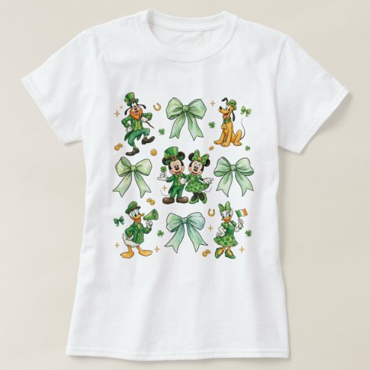 Coquette Bow Mickey And Friends St. Patrick’s Day  Tシャツ (デザイン正面)