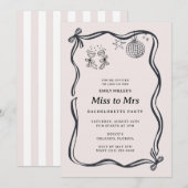 Coquette Bow Miss to Mrs Bachelorette  招待状 (正面/裏面)