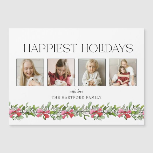 Coquette Bow Mistletoe Happiest Holidays 4 Photo (正面)