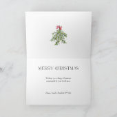 Coquette Bow Mistletoe Happiest Holidays 4 Photo シーズンカード (内部)