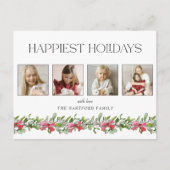 Coquette Bow Mistletoe Happiest Holidays 4 Photo シーズンポストカード (正面)