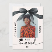 Coquette Bow Nurse 4-Photo Graduation 招待状 (正面)