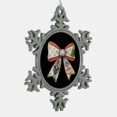 Coquette Bow Nutcracker Christmas Family Holiday スノーフレークピューターオーナメント (左)