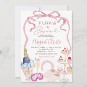 Coquette Bow Pajamas and Processo Bridal Shower 招待状 (正面)