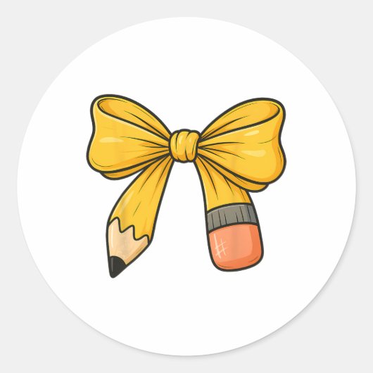 Coquette Bow Pencil Back To School First Day Teach ラウンドシール (正面)