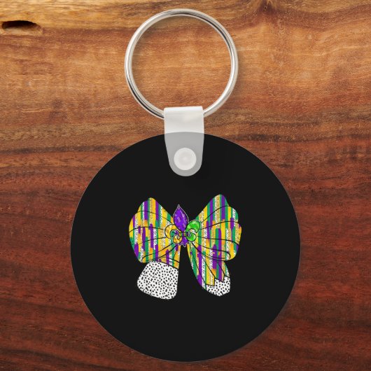 Coquette Bow Pencil Mardi Gras Fleur-de-lis Teache キーホルダー (正面)
