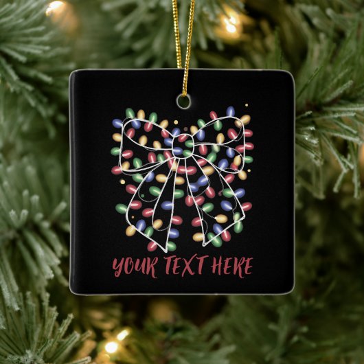 Coquette Bow Personalized Christmas Lights Holiday セラミックオーナメント (ツリー)