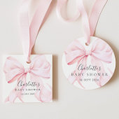 Coquette Bow Pink Baby Shower フェイバータグ