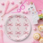 Coquette Bow Pink Birthday Party  ペーパープレート (パーティー)
