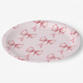Coquette Bow Pink Birthday Party  ペーパープレート (アングル)