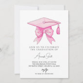 Coquette Bow Pink Graduation 招待状 (正面)