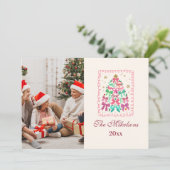Coquette Bow Pink Tree Christmas シーズンカード (スタンド正面)