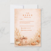 Coquette Bow Pumpkin Autumn Wedding 出欠カード (正面)