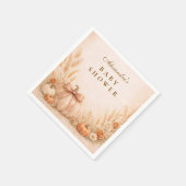 Coquette Bow Pumpkin Baby Shower スタンダードカクテルナプキン (角)