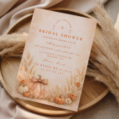 Coquette Bow Pumpkin Fall Bridal Shower 招待状