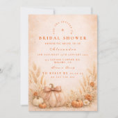 Coquette Bow Pumpkin Fall Bridal Shower 招待状 (正面)