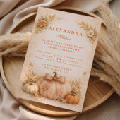 Coquette Bow Pumpkin Fall Graduation 招待状