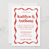 Coquette Bow Retro Wedding 招待状 (正面)