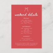 Coquette Bow Script Bachelorette Weekend Details エンクロージャーカード (正面)