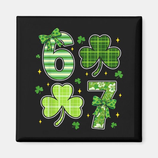 Coquette bow shamrock 67 st patricks day 6 7 meme マグネット (正面)