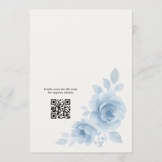 Coquette Bow Something Blue QR Code Bridal Shower  招待状 (裏面)