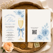 Coquette Bow Something Blue QR Code Bridal Shower 招待状