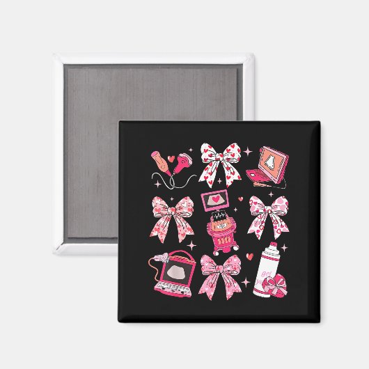 Coquette Bow Sonographer Valentine Ultrasound Tech マグネット (正面/裏面)