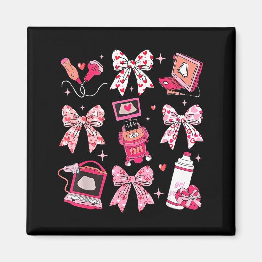 Coquette Bow Sonographer Valentine Ultrasound Tech マグネット (正面)