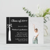 Coquette Bow Tassel Black Photo 2026 Graduation 招待状 (スタンド正面)
