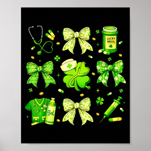Coquette Bow Tie Nurse Funny For Girl Women St Pat ポスター (正面)