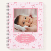 Coquette Bows & Blossoms Custom Baby Photo Album ノートブック (正面)