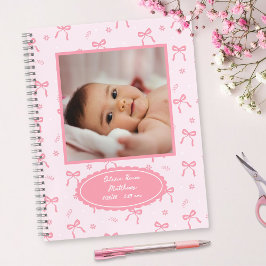 Coquette Bows & Blossoms Custom Baby Photo Album ノートブック