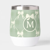 Coquette Bows Gingham Monogram Cream Sage Green  (背面)