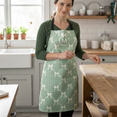 Coquette Bows Gingham Monogram Cream Sage Green  エプロン