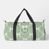 Coquette Bows Gingham Monogram Cream Sage Green  ダッフルバッグ (正面)