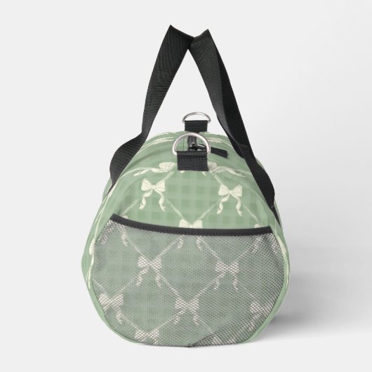 Coquette Bows Gingham Monogram Cream Sage Green ダッフルバッグ (右)