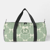 Coquette Bows Gingham Monogram Cream Sage Green  ダッフルバッグ (裏面)