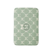 Coquette Bows Gingham Monogram Cream Sage Green  バスマット (正面縦)