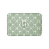 Coquette Bows Gingham Monogram Cream Sage Green  バスマット (正面)