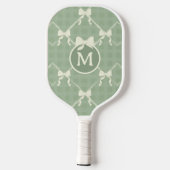 Coquette Bows Gingham Monogram Cream Sage Green  ピックルボールラケット (裏面)