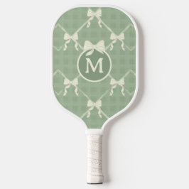Coquette Bows Gingham Monogram Cream Sage Green  ピックルボールラケット