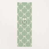 Coquette Bows Gingham Monogram Cream Sage Green  ヨガマット (正面)